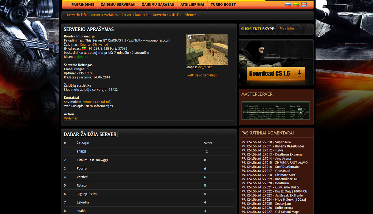 gametracker dizainas puslapis tinklapis 5 puslapiu.lt