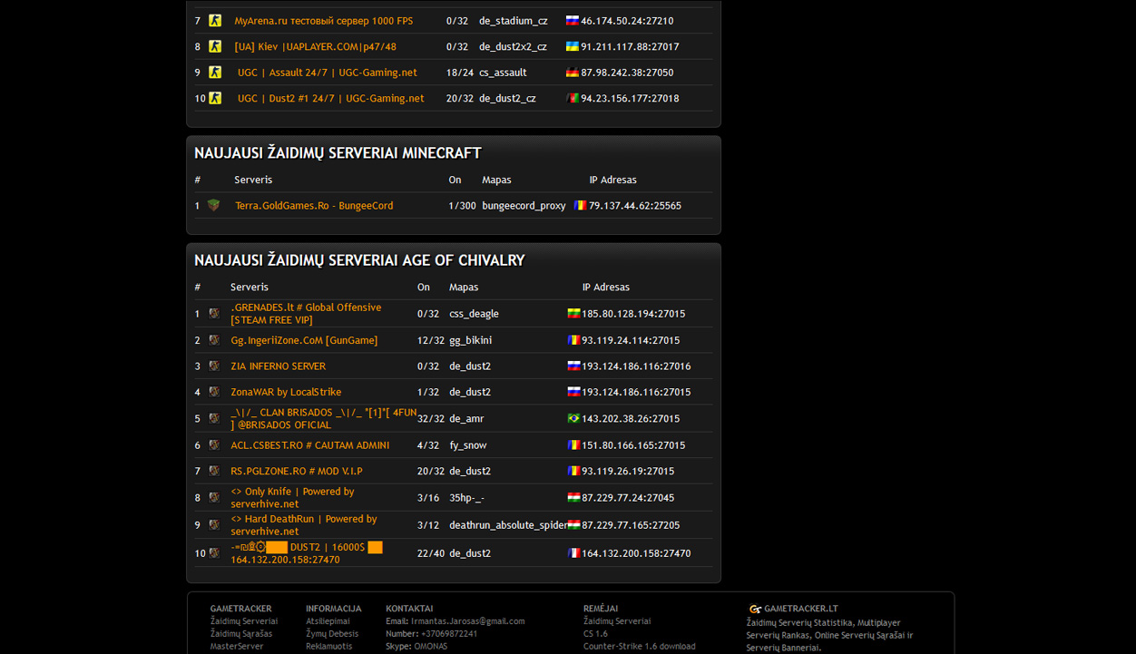 gametracker dizainas puslapis tinklapis 3 puslapiu.lt