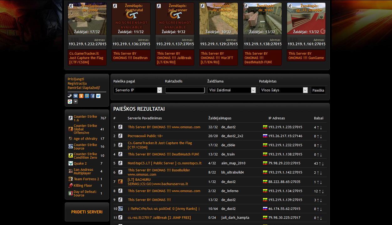gametracker dizainas puslapis tinklapis 4 puslapiu.lt