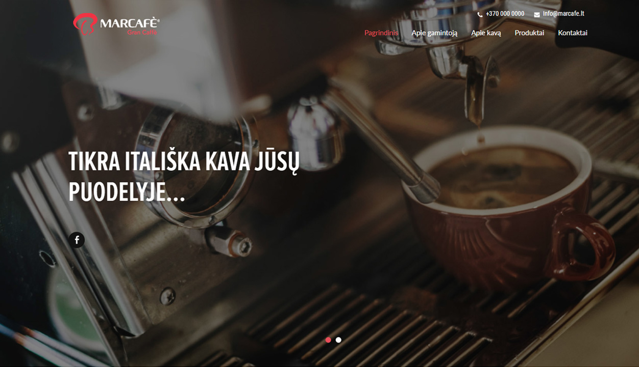 marcafe dizainas puslapis tinklapis 1 puslapiu.lt