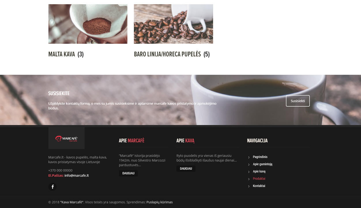 marcafe dizainas puslapis tinklapis 10 puslapiu.lt