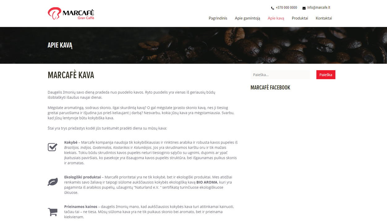 marcafe dizainas puslapis tinklapis 7 puslapiu.lt